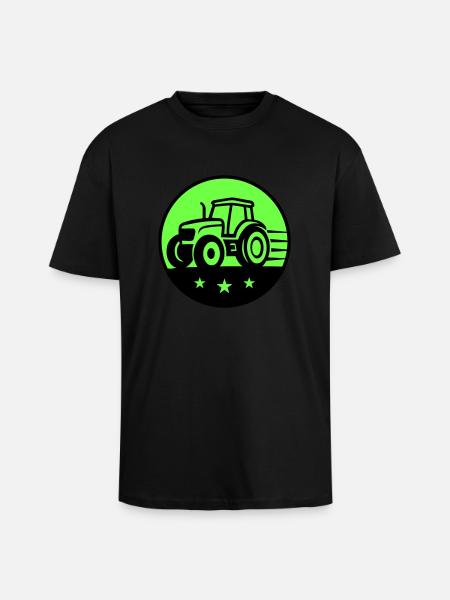 Traktor Farmer - Oversized Heavyweight Unisex T-Shirt - Schwarz