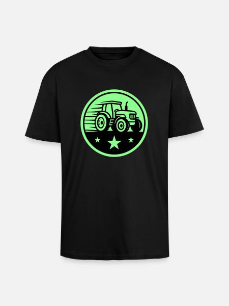 Traktor Farmer - Oversized Heavyweight Unisex T-Shirt - Schwarz