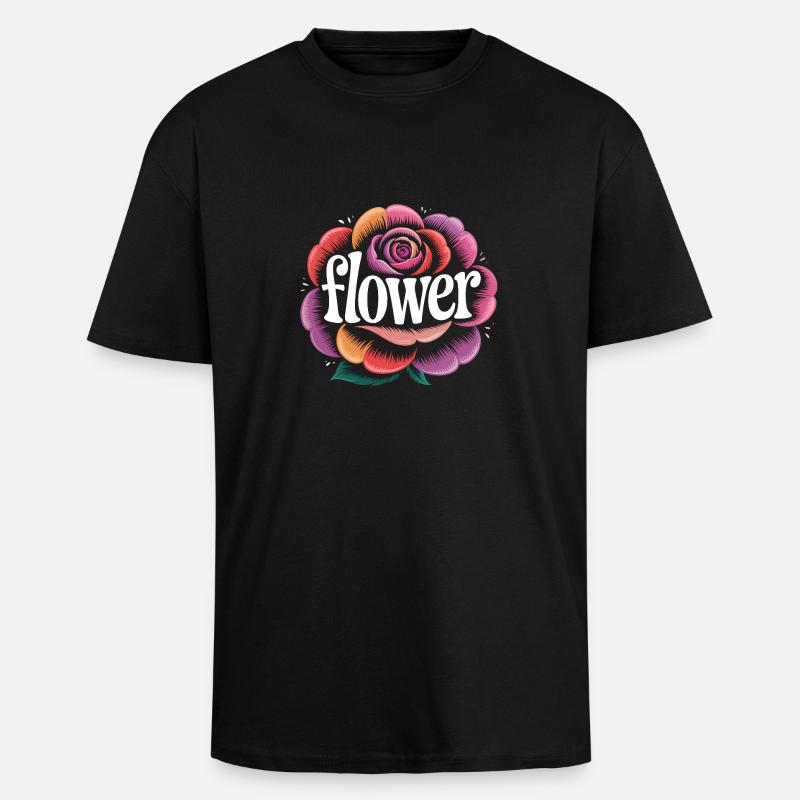 Blumen Logo - Cooles Gartendesign - Oversized Heavyweight Unisex T-Shirt - Schwarz