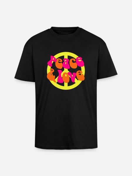 Peace and Love - Unisex Oversized Heavyweight T-shirt - black