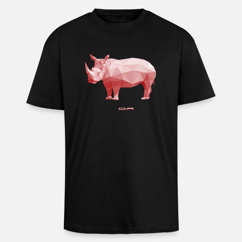 Low Poly Rhino - Oversized Heavyweight Unisex T-Shirt - Schwarz