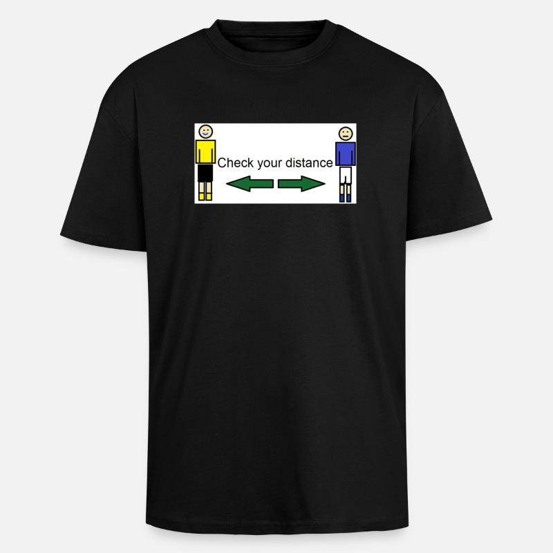Check distance - Oversized Heavyweight Unisex T-Shirt - Schwarz