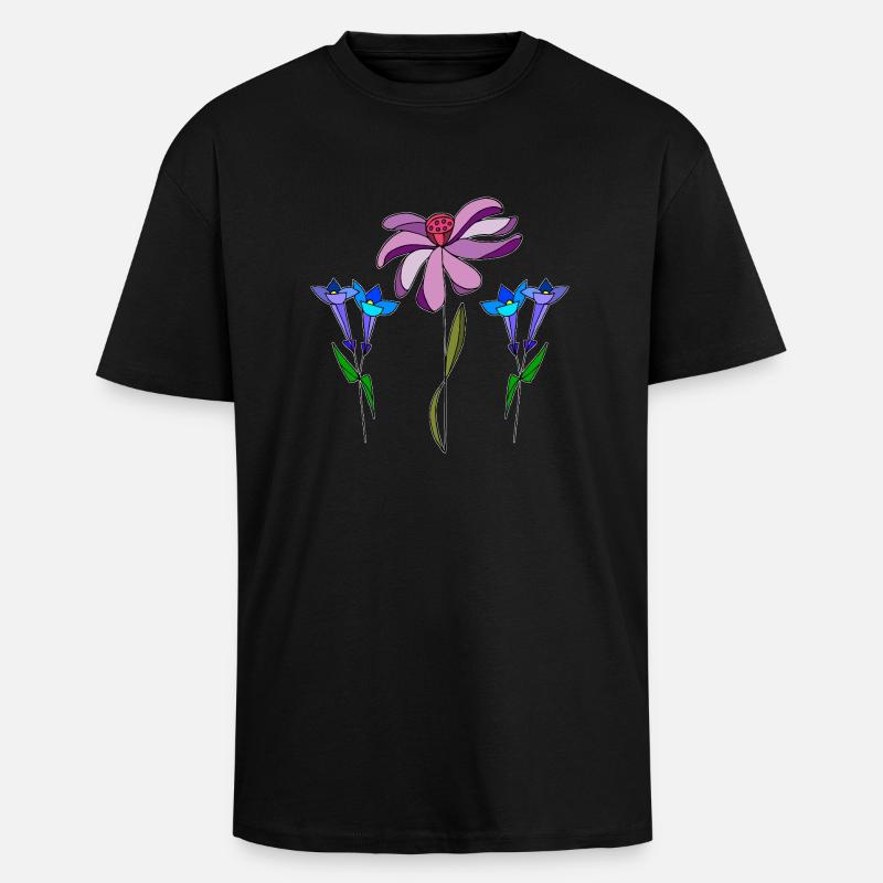 Blumen - Oversized Heavyweight Unisex T-Shirt - Schwarz