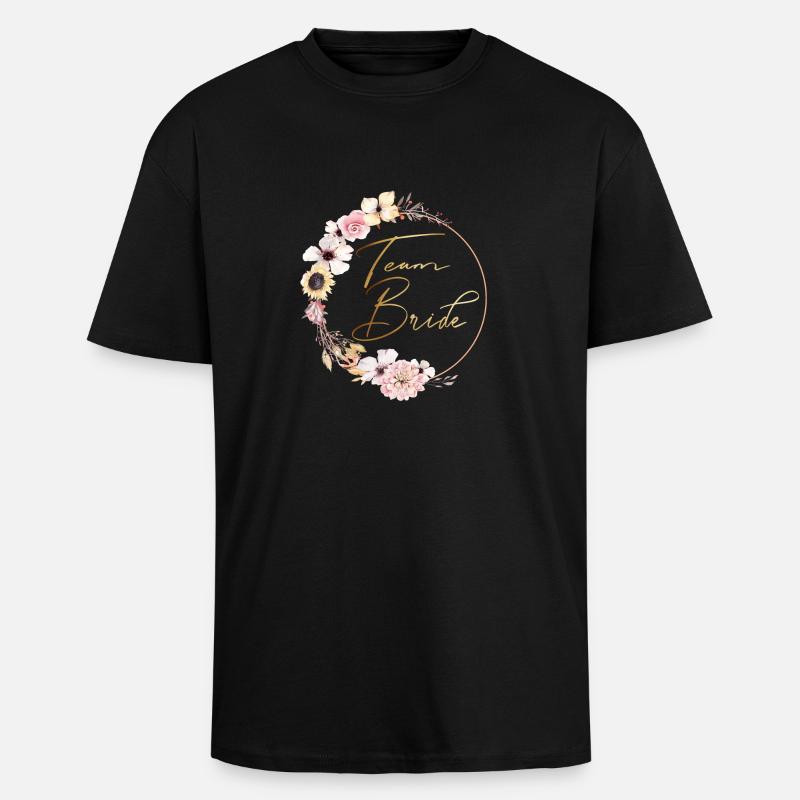 peachy_wreath_team_bride - Unisex Oversized Heavyweight T-shirt - black