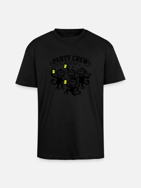 Party Crew Monkey Beer - Unisex Oversized Heavyweight T-shirt - black