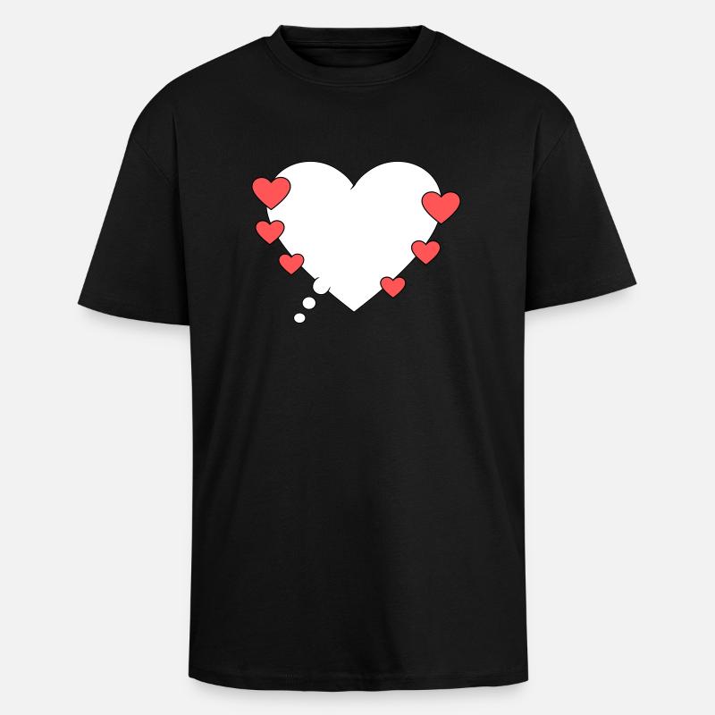 Denkblase mit Herzen - Oversized Heavyweight Unisex T-Shirt - Schwarz