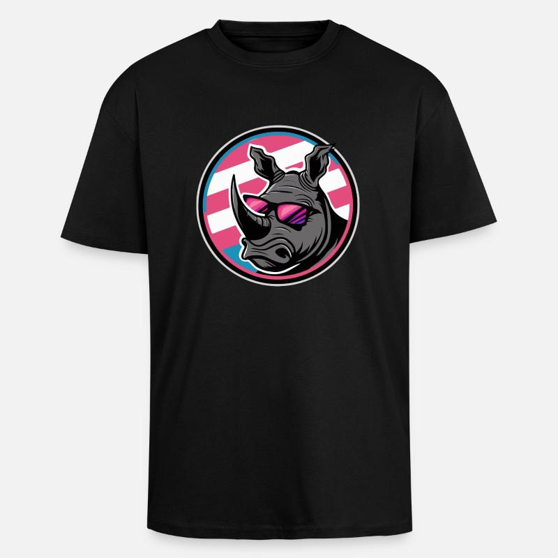 Rhino Cool Comic - Unisex Oversized Heavyweight T-shirt - black