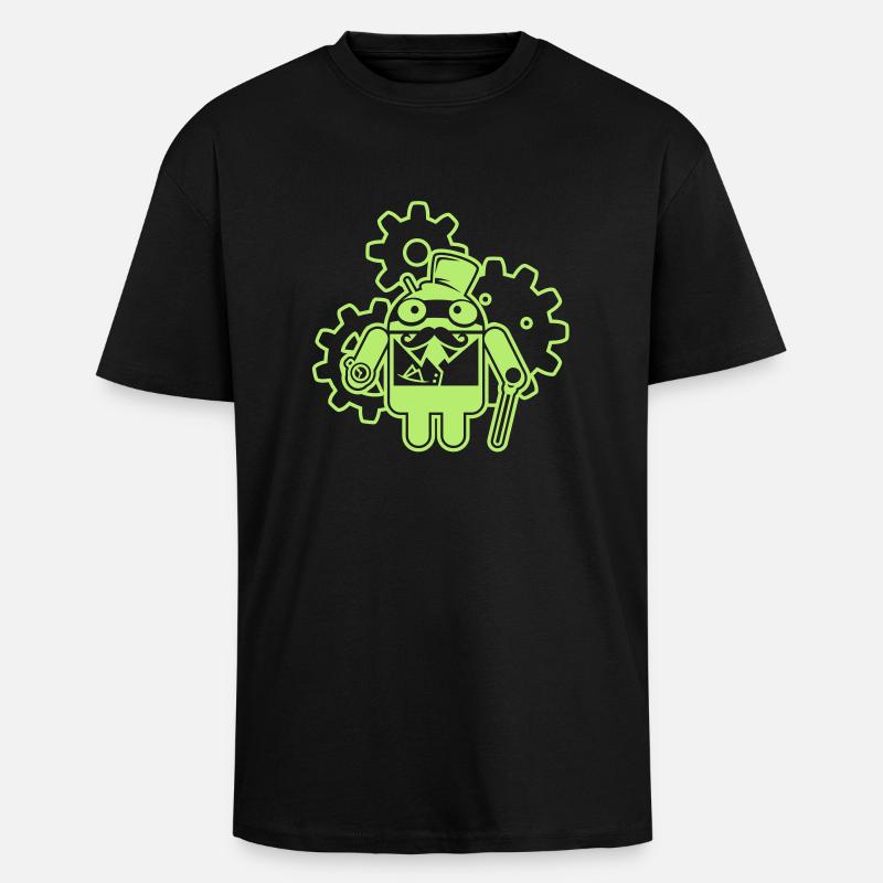 steampunkandroid_mono_light - T-shirt unisexe oversize épais - noir