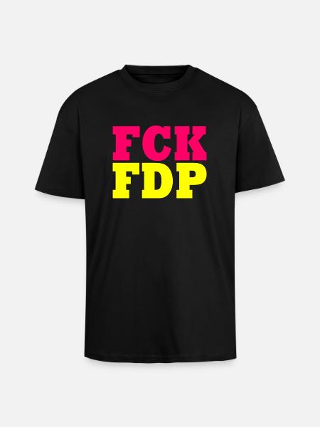 Fck fdp - Oversized Heavyweight Unisex T-Shirt - Schwarz