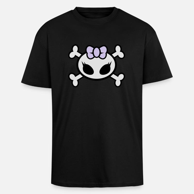 skul kitty - Oversized Heavyweight Unisex T-Shirt - Schwarz