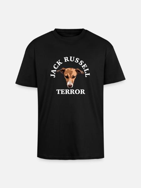 Jack Russell terror white - Unisex Oversized Heavyweight T-shirt - black