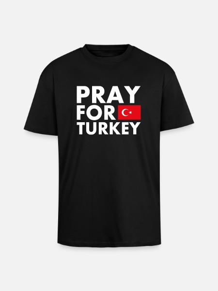 Pray for turkey - Unisex Oversized Heavyweight T-shirt - black