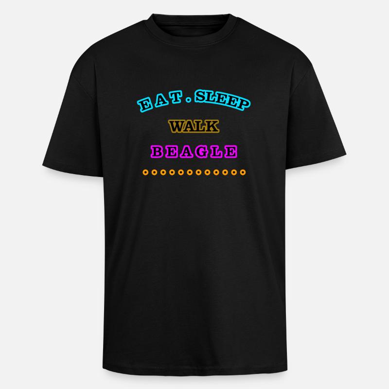 Eat, Sleep, Walk, Beagle - Unisex Oversized Heavyweight T-shirt - black