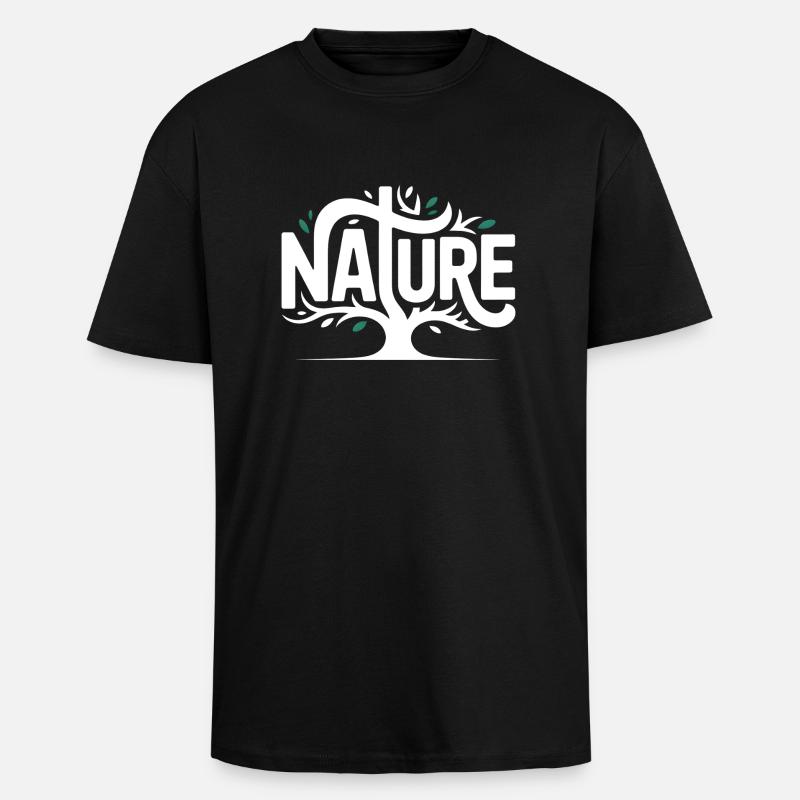 Nature - Coo Tree Logo - Unisex Oversized Heavyweight T-shirt - black