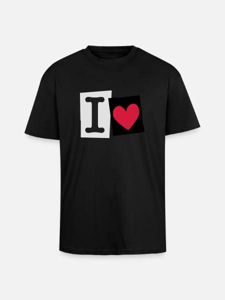 I Love (cutter font) - Unisex Oversized Heavyweight T-shirt - black