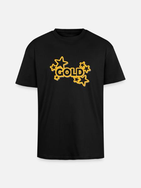 Sticker Gold - Unisex Oversized Heavyweight T-shirt - black