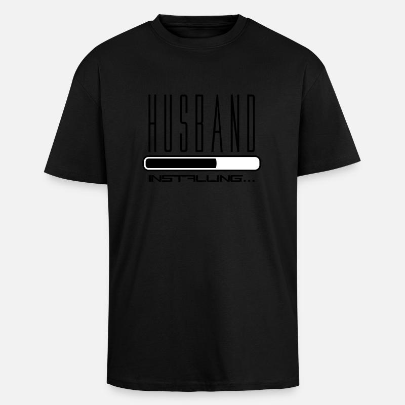 husband husband installing loading bar - Unisex Oversized Heavyweight T-shirt - black