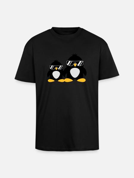 Cool Penguin Dad And Boy - Unisex Oversized Heavyweight T-shirt - black