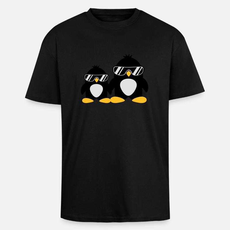 Cool Penguin Dad And Boy - Unisex Oversized Heavyweight T-shirt - black