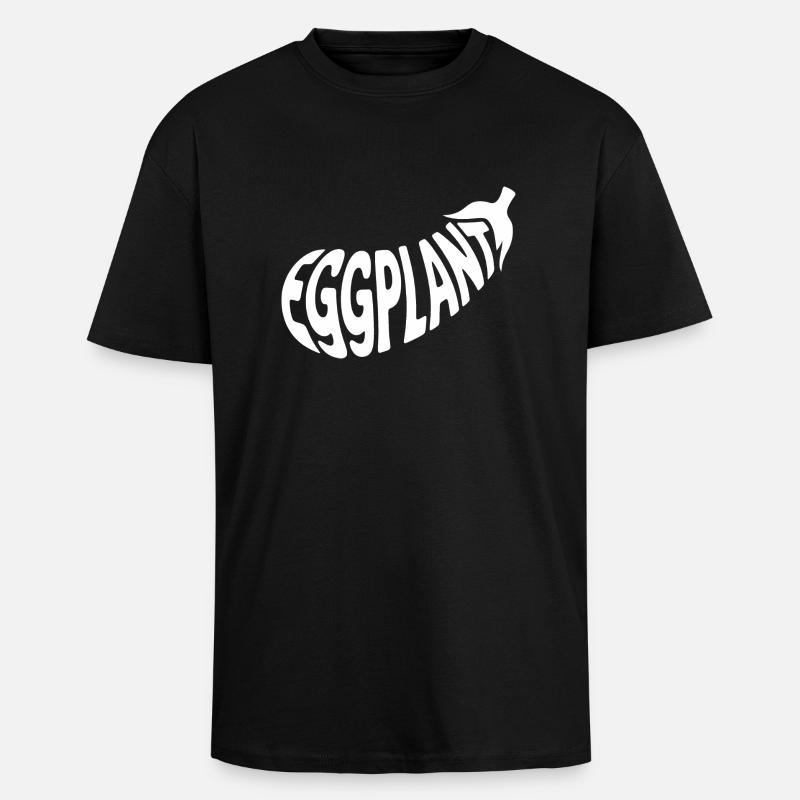 Eggplant - Cool Vegetable Logo - Unisex Oversized Heavyweight T-shirt - black