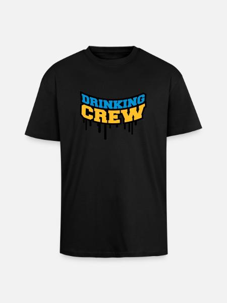 Drinking Crew Graffiti - Oversized Heavyweight Unisex T-Shirt - Schwarz