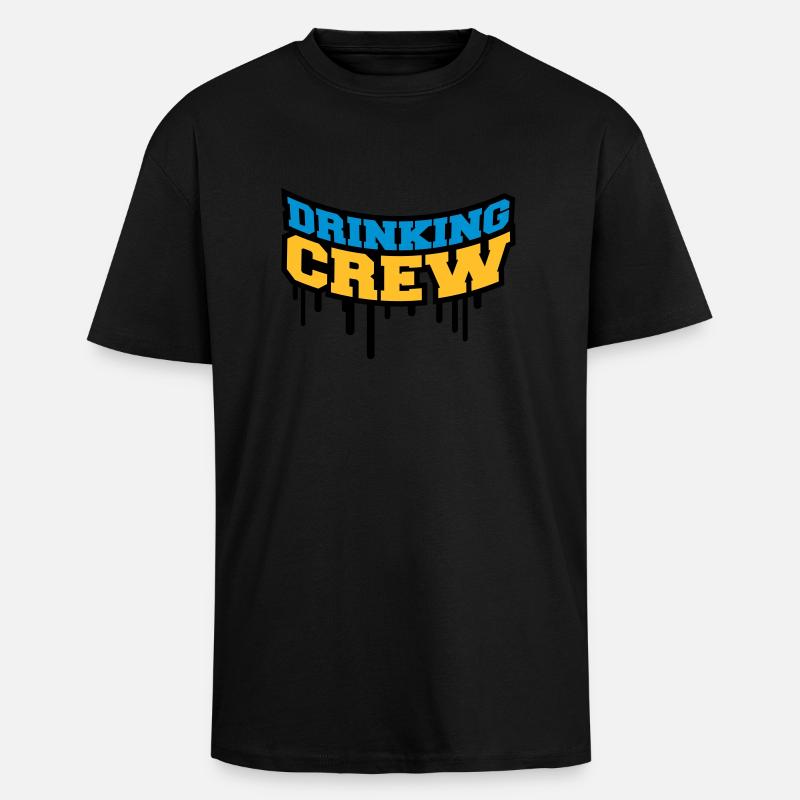 Drinking Crew Graffiti - Oversized Heavyweight Unisex T-Shirt - Schwarz