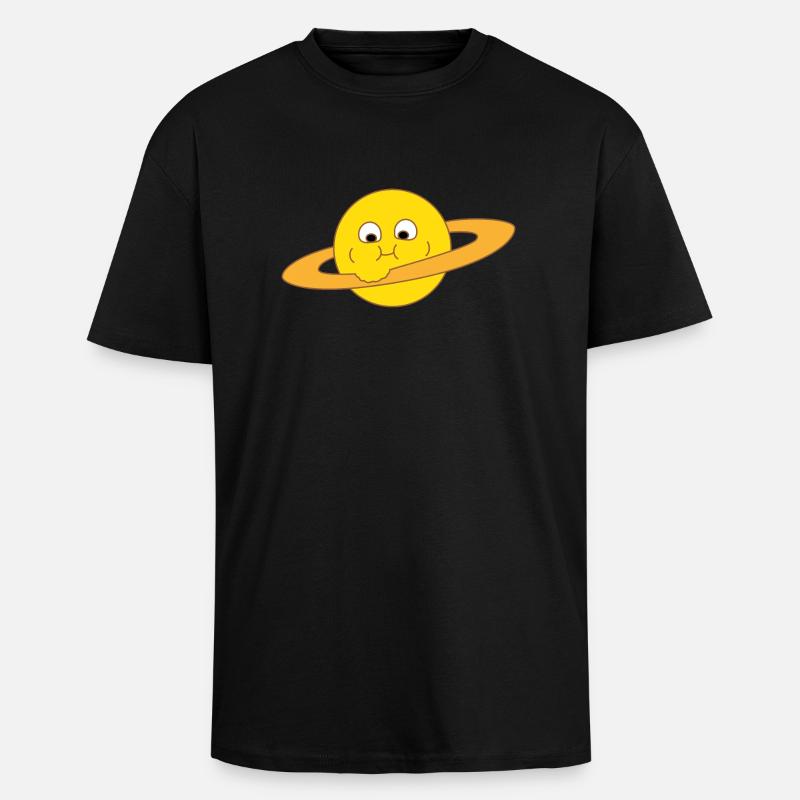 Dicker Saturn - Oversized Heavyweight Unisex T-Shirt - Schwarz