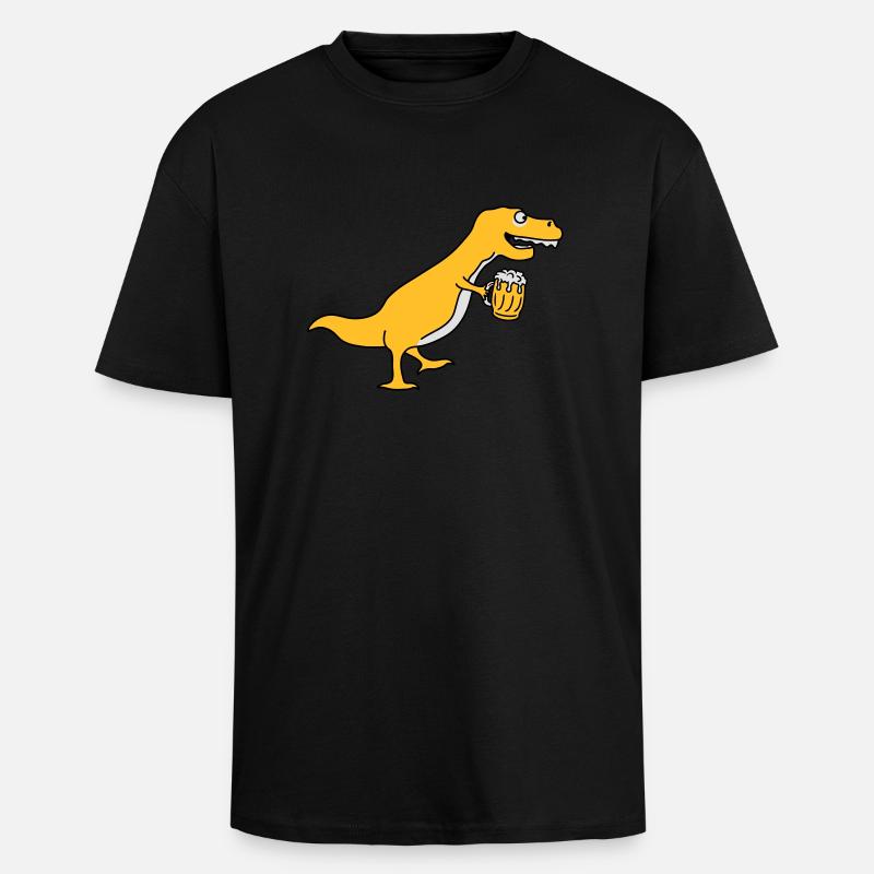 Funny Drunken T-Rex Dino - Unisex Oversized Heavyweight T-shirt - black