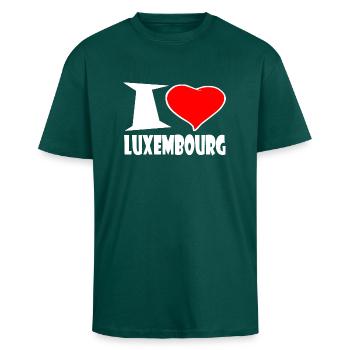 Luxembourg - T-shirt unisexe oversize épais - hunter green - Devant - Alina (178cm) & Michal (187cm)