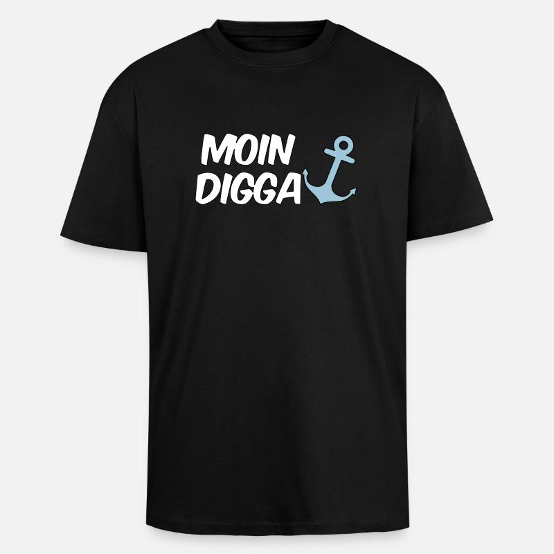 Moin Digga Hamburg - Oversized Heavyweight Unisex T-Shirt - Schwarz