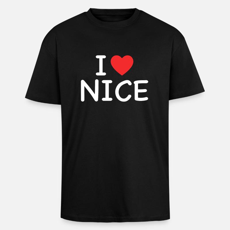 I Love Nice - J'aime Nice - Oversized Heavyweight Unisex T-Shirt - Schwarz