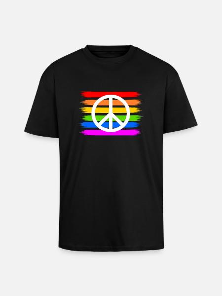 Peace Peacezeichen auf Regenbogenfahne regenbogen - Oversized Heavyweight Unisex T-Shirt - Schwarz