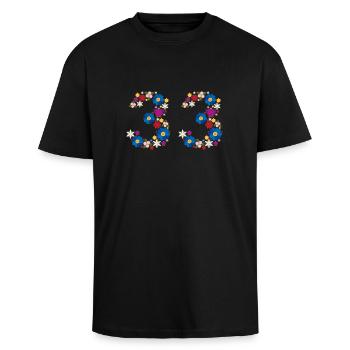 Fleurs 33 - T-shirt unisexe oversize épais - noir - Devant - Alina (178cm) & Michal (187cm)
