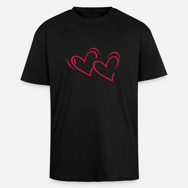 Herz, Herzen, Herzchen - Oversized Heavyweight Unisex T-Shirt - Schwarz