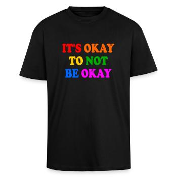 it's okay to not be okay - T-shirt unisexe oversize épais - noir - Devant - Alina (178cm) & Michal (187cm)