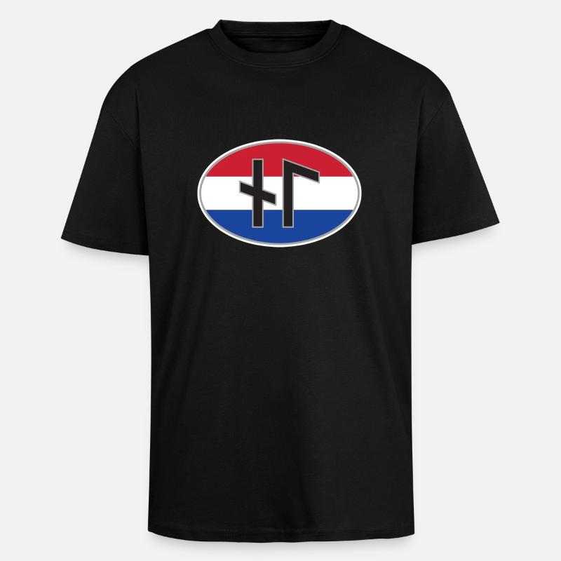 NL (Nederland) Runen-Ländercode-Aufkleber - Oversized Heavyweight Unisex T-Shirt - Schwarz