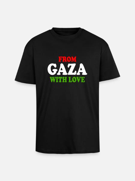 From gaza with love - Unisex Oversized Heavyweight T-shirt - black