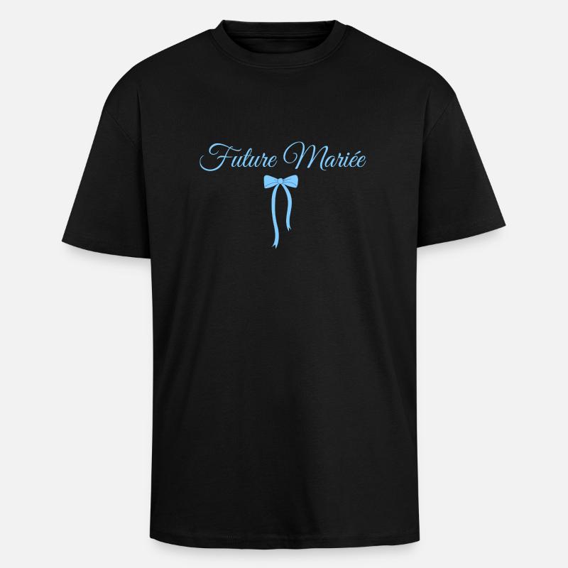 Bride-to-be Blue Bow - Unisex Oversized Heavyweight T-shirt - black