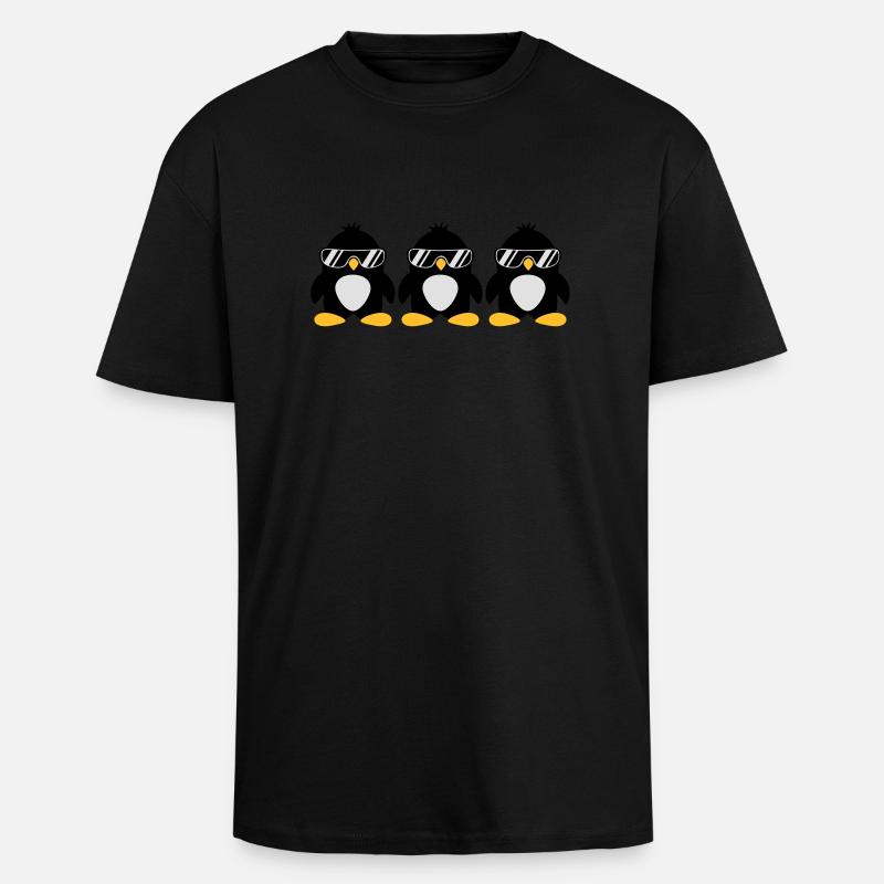 Penguin Team - Unisex Oversized Heavyweight T-shirt - black
