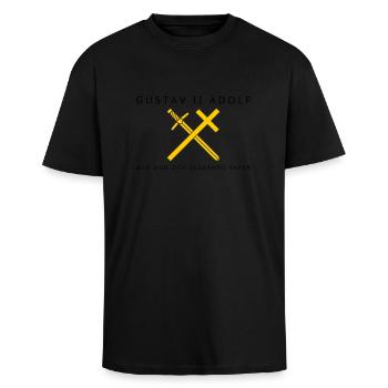 Gustav II Adolf - Unisex Oversized Heavyweight T-shirt - black - Front - Alina (178cm) & Michal (187cm)