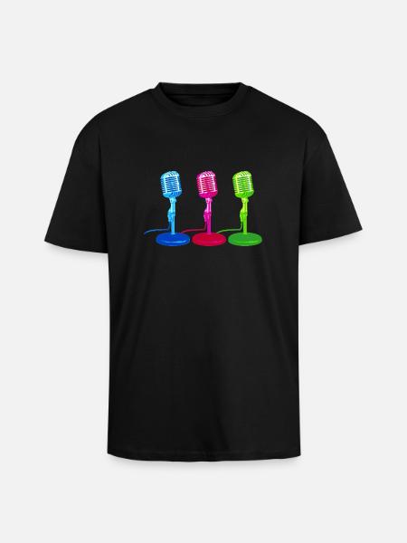Microphone Mikrofon Retro Nostalgie - Oversized Heavyweight Unisex T-Shirt - Schwarz