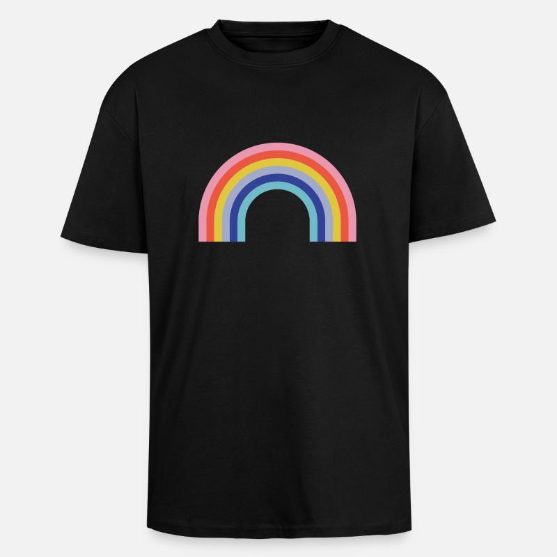 Regenbogen - Oversized Heavyweight Unisex T-Shirt - Schwarz