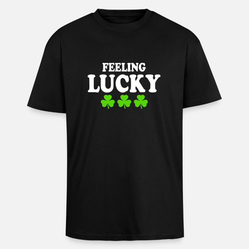 feeling lucky - Oversized Heavyweight Unisex T-Shirt - Schwarz