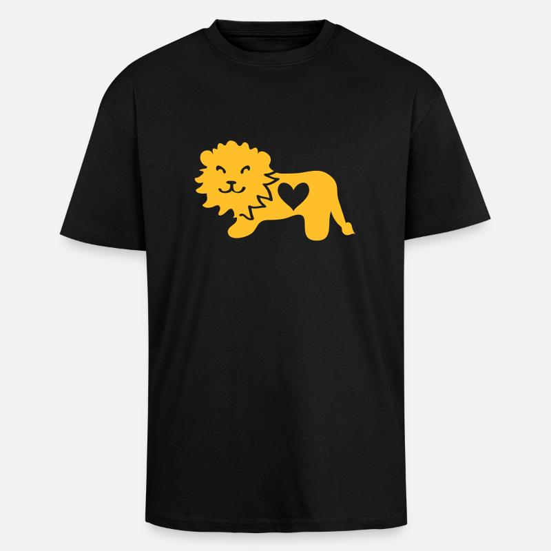Löwe mit Herz - Oversized Heavyweight Unisex T-Shirt - Schwarz
