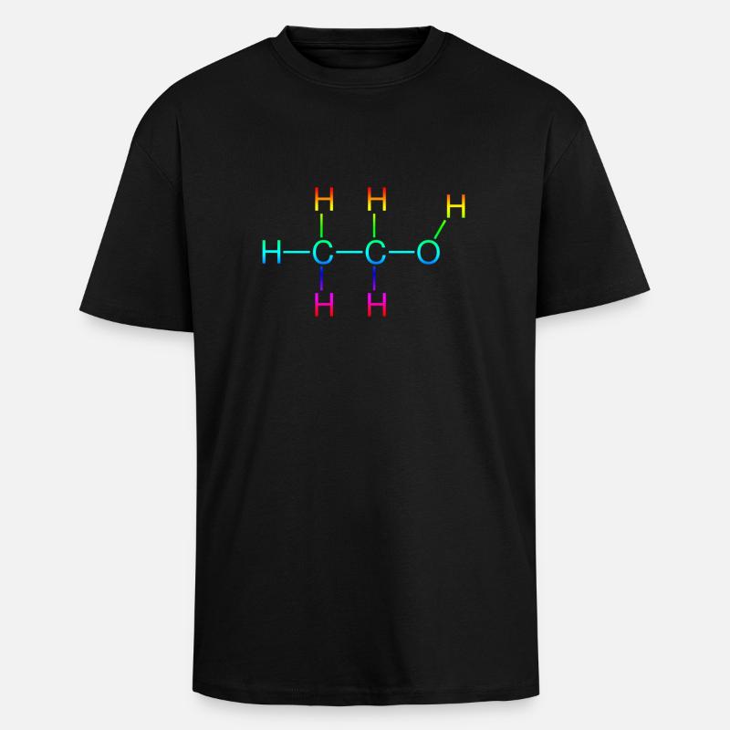 Ethanol Alcohol structural formula - Unisex Oversized Heavyweight T-shirt - black