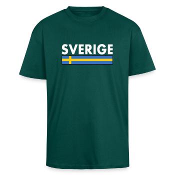 Sverige - T-shirt unisexe oversize épais - hunter green - Devant - Alina (178cm) & Michal (187cm)
