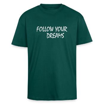 follow your dreams - T-shirt unisexe oversize épais - hunter green - Devant - Alina (178cm) & Michal (187cm)