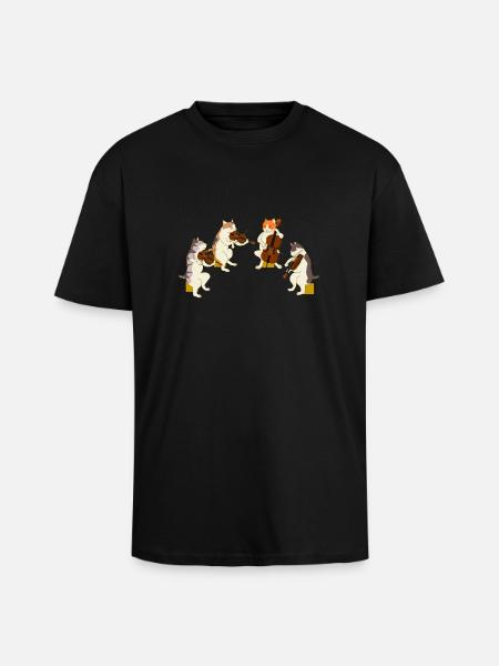 Cat Quartet - Unisex Oversized Heavyweight T-shirt - black