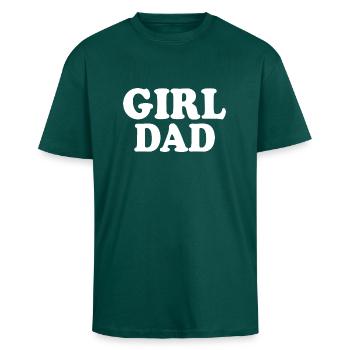 Girl dad - T-shirt unisex oversize pesante - hunter green - Fronte - Alina (178cm) & Michal (187cm)