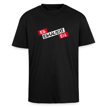 Es Eskaliert Eh - Oversized Heavyweight Unisex T-Shirt - Schwarz - Vorne - Alina (178cm) & Michal (187cm)